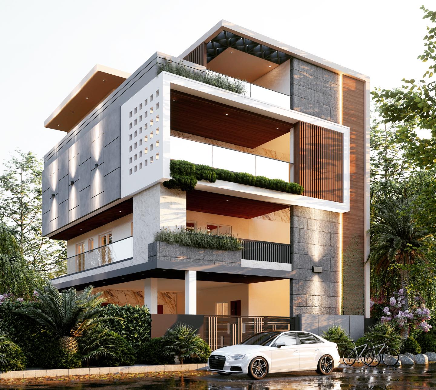 Residential elevation design in Bhopal by AMR BuildTech – premium planning